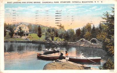 Boat Landing & Stone Bridge Stamford, New York Postcard