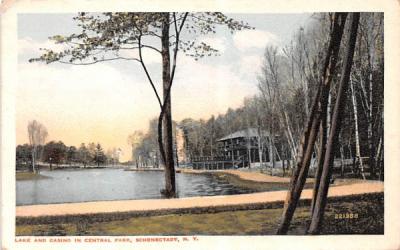 Lake & Casino in Central Park Schenectady, New York Postcard