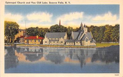 Episcopal Church & Van Cliff Lake Seneca Falls, New York Postcard