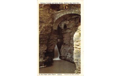 Cascade & Sentry Bridge Watkins Glen, New York Postcard