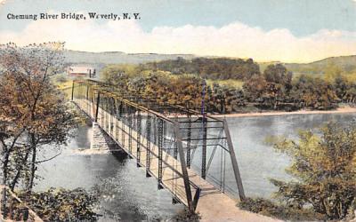 Chemung River Bridge Waverly, New York Postcard