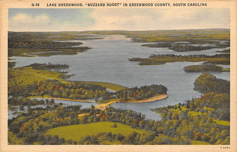 Lake Greenwood, buzzard roost Greenwood County, South Carolina Postcard ...